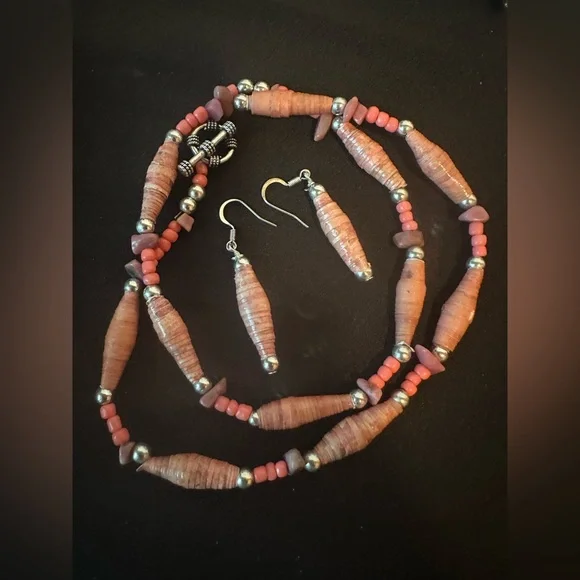 vintage purvian with natural stone seed beads necklace - Picture 4 of 8